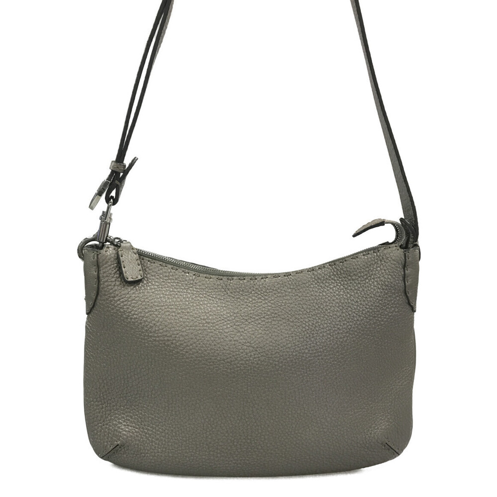 Fendi Selleria crossbody leather bag signature whipstitch trim Gray